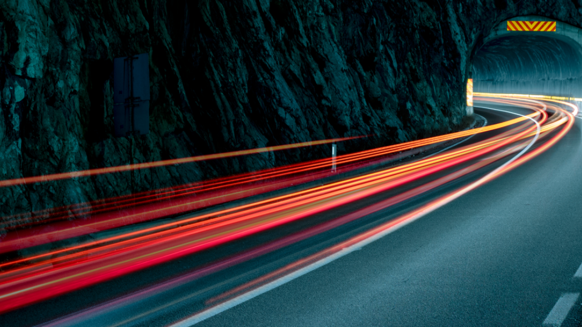 Car lights on a road